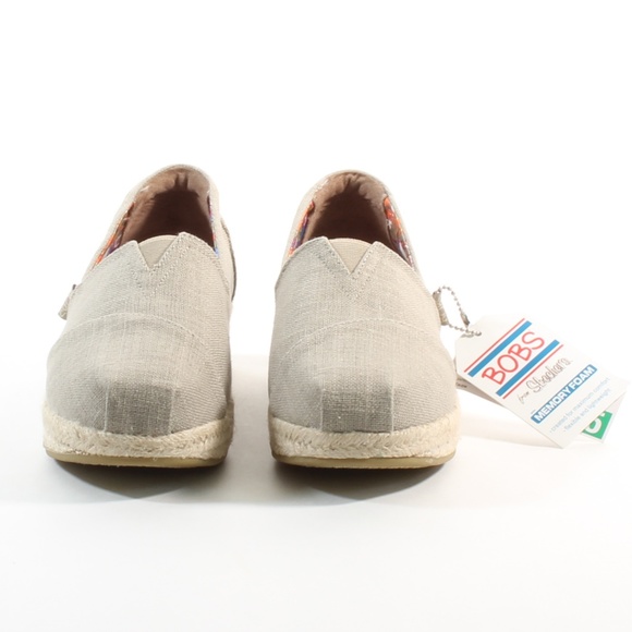 Womens Skechers Bobs Espadrille Wedge Canvas Shoes - Picture 2 of 6